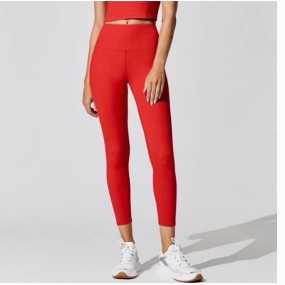 Carbon 38 Chili Red High Rise 7/8 Length Cloud Soft Leggings Size XS‎